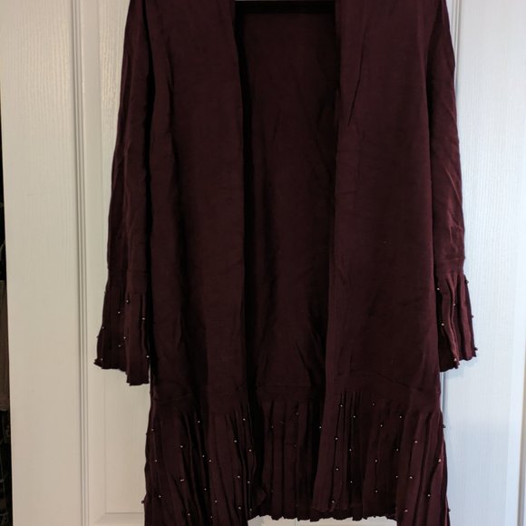 Chicos Long Burgundy Cardigan - Picture 4 of 6